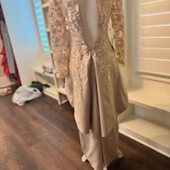 Champagne Satin Evening or Mother Of The Bride Evening Gown - Picture 6 of 8